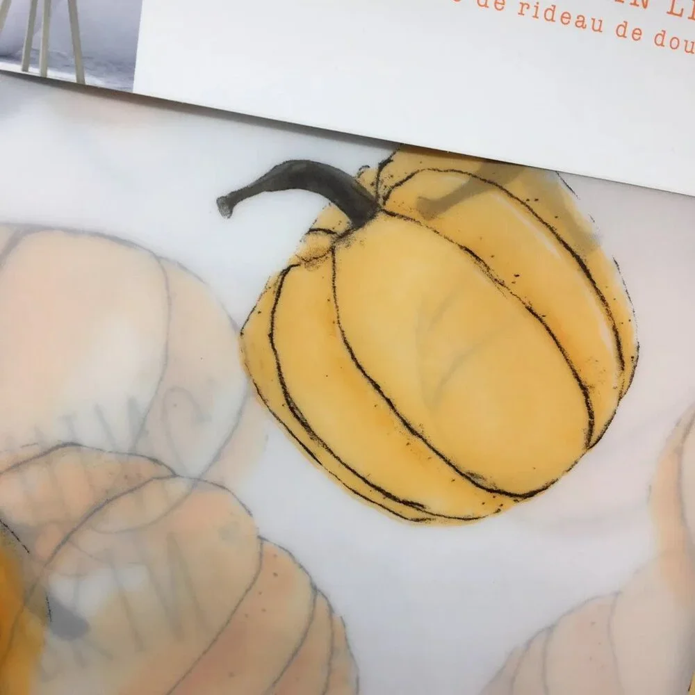 Rae Dunn Pumpkin Everything Shower Curtain LINER Orange Thanksgiving Fall Decor
